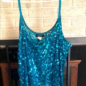 Shear sequin tank top